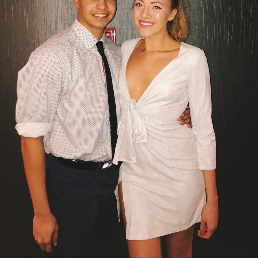 Lioness Light Gray Suede Mini Dress